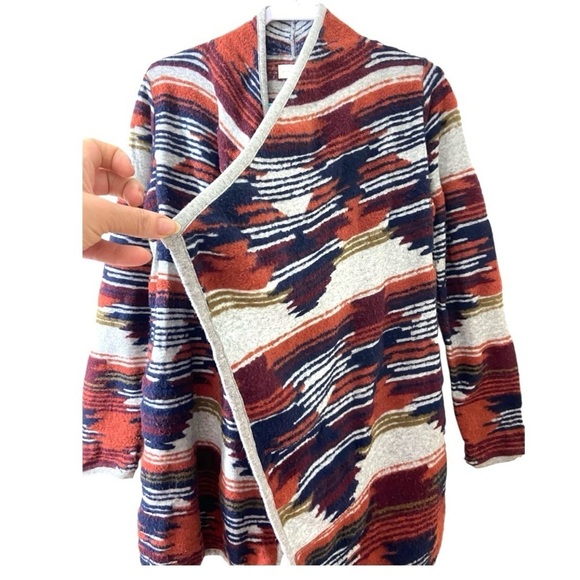 Lucky Brand Aztec Print Southwestern BOHO Lightweight Cozy Cardigan Sweater - Picture 6 of 13
